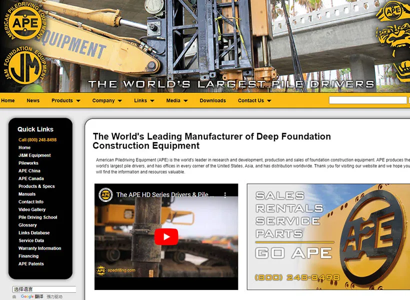 Sitio web de APE Piledriving Equipment