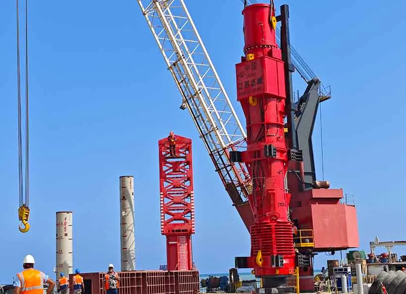 juwei d225 diesel hammer pile driver installation completed