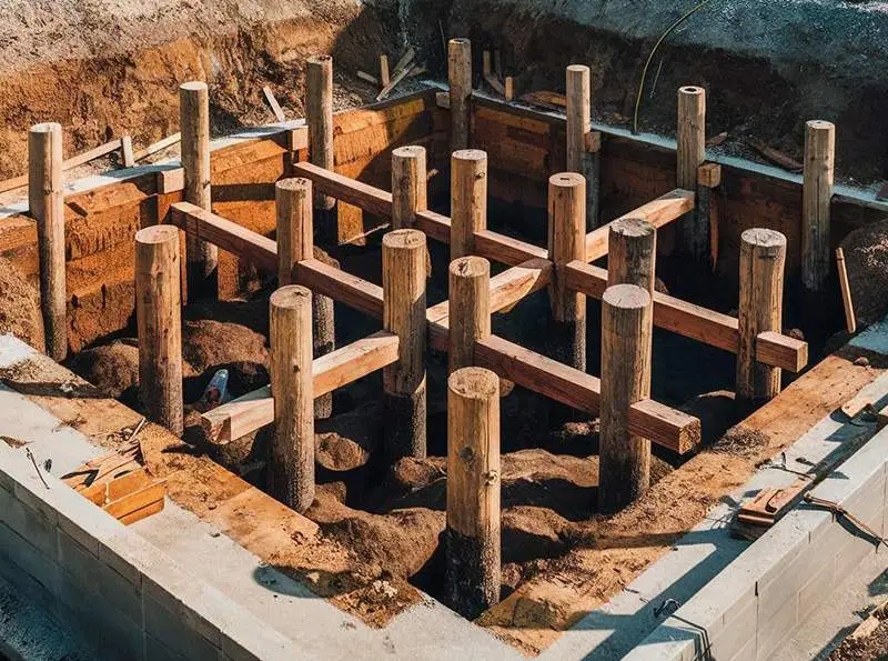 wooden foundation piles